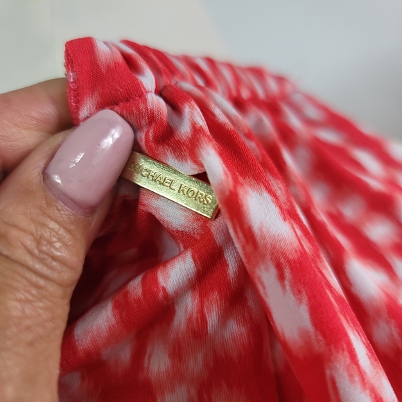 MICHAEL KORS CORAL & WHITE CHAIN NECK SLEEVELESS  STRETCH DRESS SZ: M - Picture 13 of 16